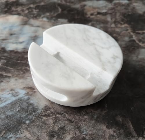 fashciaga Luxurious Marble Cell Phone Stand Holder for Cellphone Tablet On Desk, Countertop, Table, Nightstand. Heavy Real Stone Mobile Phone Stands (Hollow) - style: Hollow