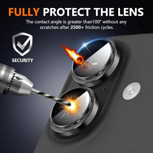 Suoman Camera Lens Protector for iPhone 16 /iPhone 16 Plus - color: Black*3