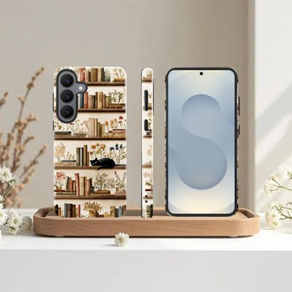 Compatible with Samsung Galaxy S26 Plus Case,Glossy Case All-Round Protection Shockproof Anti-Scratches TPU Cover,Cases for Man Woman-Bookshelf Books Plants Cat - color: Bookshelf Books Plants Cat, size: Galaxy S26 Plus