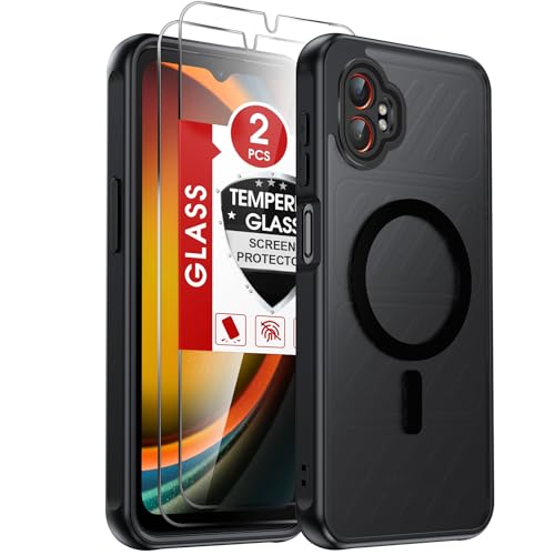 LeYi for Galaxy XCover-7-Pro Case [MagSafe Fit] Frosted Translucent, Black | Samsung Galaxy XCover7 Pro case with [2 Packs] Screen Protector, Raised Camera Guard, Soft para Samsung XCover 7 Pro Cover - color: Black, size: Galaxy Xcover7 Pro (6.6 Inch)