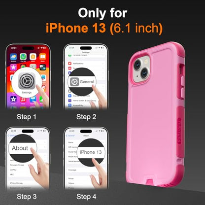 Follaroma for iPhone 13 Case, Heavy Duty Magnetic Cases, Pink, 6.1" | Compatible with MagSafe, Heavy Duty Shock proof,Military-Grade Anti-Drop Protective,Dual Layer Magnetic Protection Phone Case - color: Pink