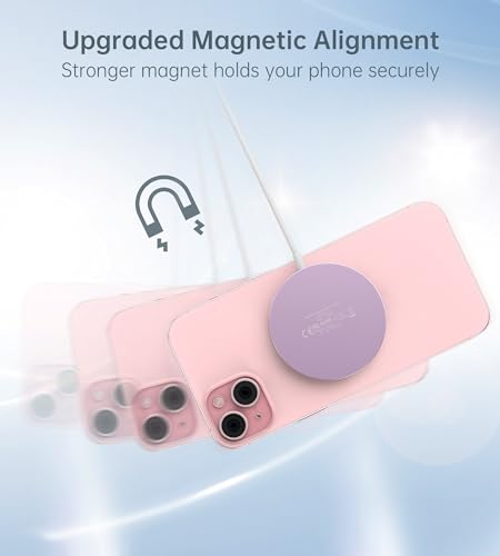 Magnetic Wireless Charger Stand + Charging Pad for iPhone Duo/18-12 Series - color: Pink