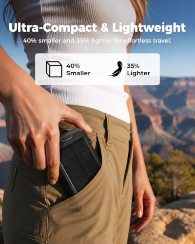 BLAVOR Solar Power Bank 10,000mAh Portable Wireless Charger for Cell Phones - color: Black