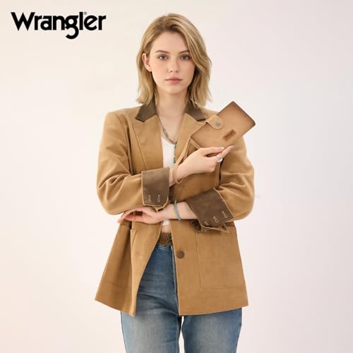 X Wrangler Wallets Women Minimalist Wristlet Wallets, Card Cases & Money Organizers Wallet Bifold with Phone Pocket - color: Tan