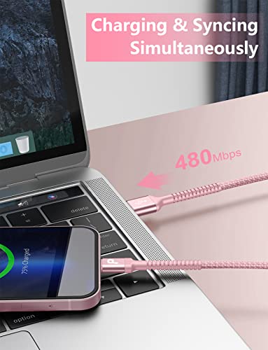 iPhone Charger Cable 3FT 2Pack USB to Lightning Cable Extra Durable Braided - color: Pink, size: 3FT, style: USB A to Lightning