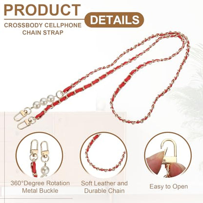uxcell Phone Lanyard, Crossbody Cellphone Chain with Tether Tabs - color: Red