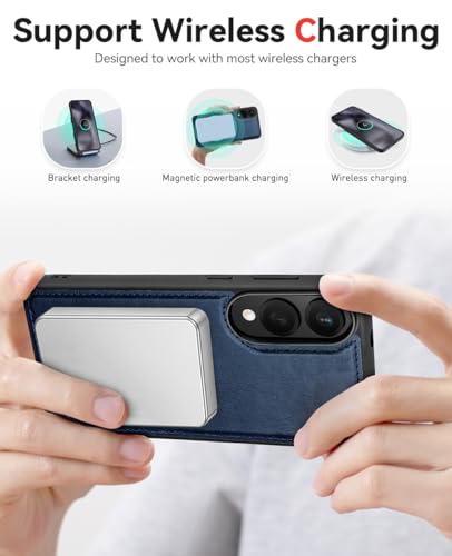 OCASE for Samsung Galaxy S25 Edge Detachable Wallet Case, Blue | 2-in-1, Card Holder, RFID Blocking, Stand, Wrist Strap, Shockproof, Wireless Charging, Magnetic, PU Leather Flip Phone Cover - color: Blue, size: Samsung Galaxy S25 Edge