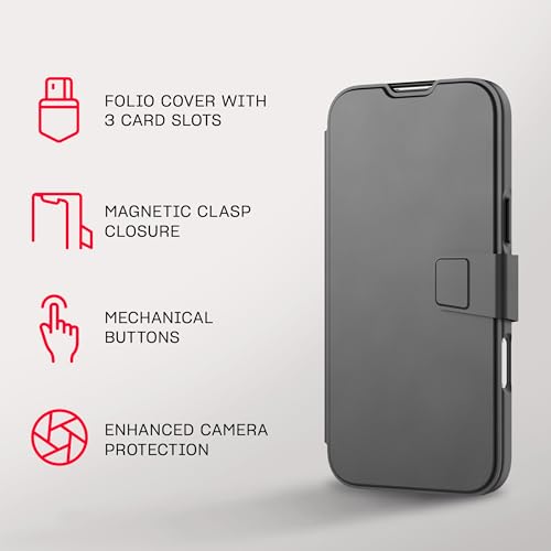 Tech21 EvoLite Wallet for iPhone 16 Pro Max 3 Card Slot Wallet - Impact Protection Case - in Black - color: Black, size: iPhone 16 Pro Max