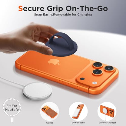 Magnetic Phone Grip Ring, Compatible with MagSafe, Upgraded Liquid Silicone for Secure Comfort, Rotating Finger Loop Ring Grip Holder for iPhone 17/16/15/14/13/12 Pro Max Plus, Midnight Blue - color: Midnight Blue
