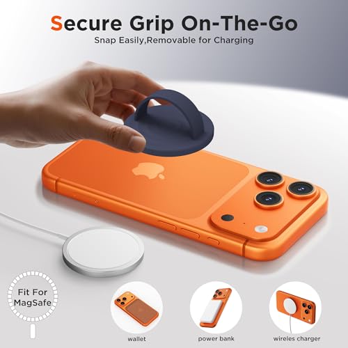 Magnetic Phone Grip Ring, Compatible with MagSafe, Upgraded Liquid Silicone for Secure Comfort, Rotating Finger Loop Ring Grip Holder for iPhone 17/16/15/14/13/12 Pro Max Plus, Midnight Blue - color: Midnight Blue