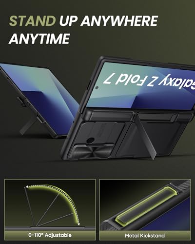 for Samsung Galaxy Z Fold 7 Case, Stand & Card Holder, 2025, Black - color: Black-Z