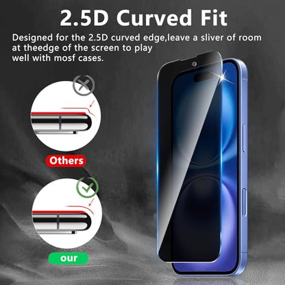 3 Pack Privacy Screen Protector Designed for iPhone 16/15/15 Pro,Full Coverage Anti-Spy Tempered Glass Film,9H Hardness,Anti-Fingerprint,Bubble Free,Easy to Install - color: iPhone 16/15/15 Pro FK3