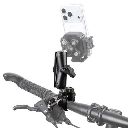 1'' Ball Handlebar Base Mount Strong Rod Clamp with 3.54'' Length Double Socket Arm for Rails 0.5" to 2.0" in Dia, Compatible with RAM Mounts & Bike Motorcycle Phone Mount Holder - style: Clamp with 3.54" Arm