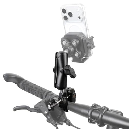 1'' Ball Handlebar Base Mount Strong Rod Clamp with 3.54'' Length Double Socket Arm for Rails 0.5" to 2.0" in Dia, Compatible with RAM Mounts & Bike Motorcycle Phone Mount Holder - style: Clamp with 3.54" Arm