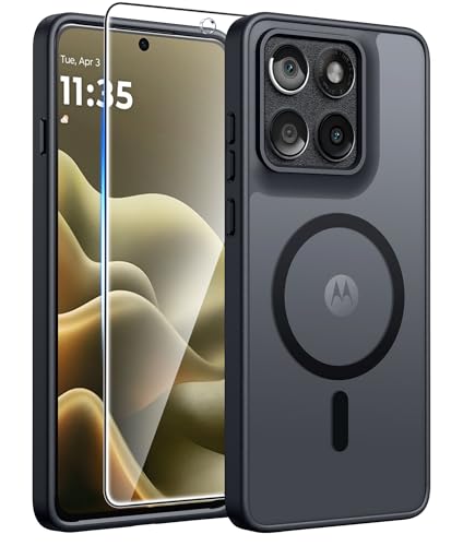 FNTCASE for Motorola Edge 2026 Case, Fit for Magsafe, Screen Protector | Translucent Matte Magnetic Back, 14FT Military Grade Drop Protection, Shockproof Protective Phone Cover, Black - color: Black, size: Moto Edge 5G 2026 (6.5 Inch)