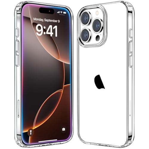 JJGoo Compatiable with iPhone 16 Pro Max Case Clear, Transparent Shockproof Phone Case, Anti-Scratch Hard PC Back Protective Cover Bumper Phone Case for iPhone 16 Pro Max 6.9-Inch, Clear - color: Clear, size: for iPhone 16 Pro Max