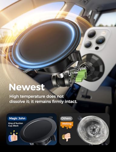 MAGIC JOHN Magnetic Car Phone Holder, Windshield Metal Suction Cup Mount - style: Standard