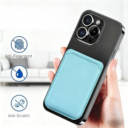 Upgrade Magnetic Wallets for MagSafe Wallet, RFID Blocking, Leather Card Holder Compatible with iPhone 17 16 15 14 13 12 and Pro Promax Series - color: Sky blue Card pack