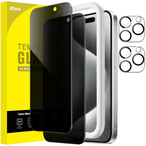 JETech Privacy Screen Protector for iPhone 15 Pro, 2+2 Pack - size: iPhone 15 Pro