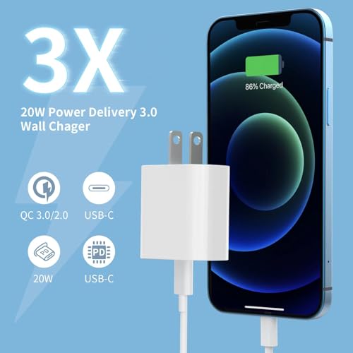 4Pack USB C Charger Block 20W Phone Fast Charger Wall Charger with PD 3.0 - color: Arctic White