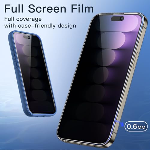 JETech Privacy Screen Protector for iPhone 15 Pro, 2-Pack - size: iPhone 15 Pro