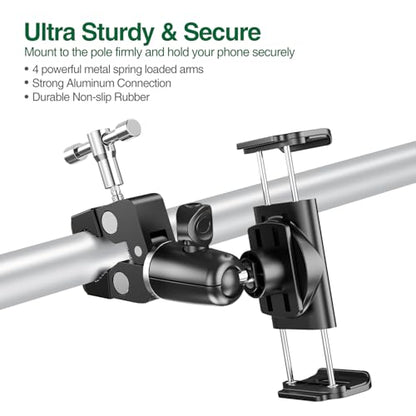 elitehood Swivel Tilt Phone Holder for Mic Stand Mount & Microphone Stand - style: Front Mount