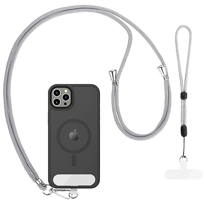 CACOE Phone Lanyard, Gray, 2 Pcs - color: Gray, size: 30"（Neck Strap×1）+8"（Wrist Strap×1）