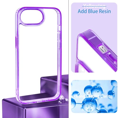 JJGoo for iPhone 17e Case and for iPhone 16e Case Clear, Transparent Shockproof Hard PC Back Protective Cover Bumper Phone Case for iPhone 16e / 17e - color: Purple