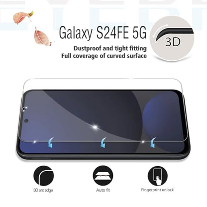 Galaxy S24 FE Tempered Glass Screen & Lens Protector 2+2 Pack HD Clear | [Ultrasonic Fingerprint Unlock] [Case Friendly] [Bubble-Free] - size: Galaxy S24 FE