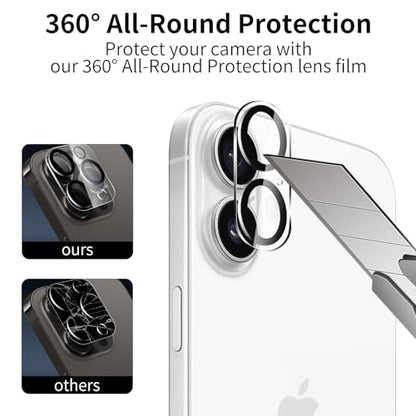 3 Pack Tempered Glass Screen Protector for iPhone 17 + 3 Pack Camera Lens Protector, 9H Hardness, HD Clear, Scratch Resistant, Case Friendly, Easy Install - size: iPhone 17