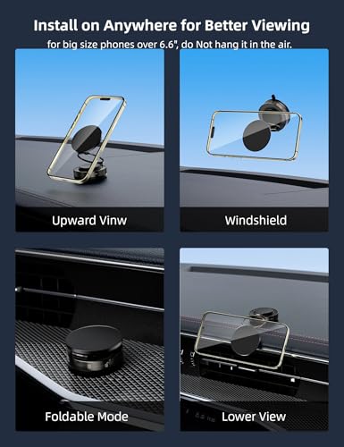 TOPAUX for Magsafe Car Phone Holder 360°Adjustable Vacuum Car Phone Stand