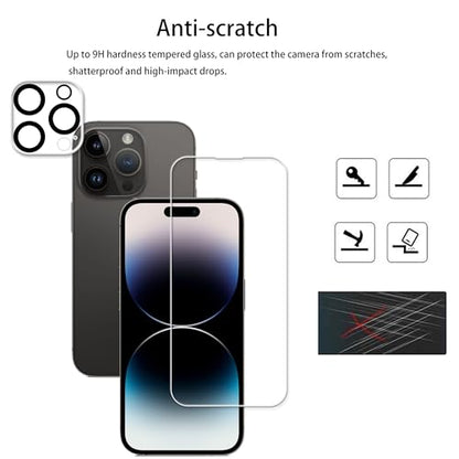 Easy Alignment Frame Designed For iPhone14 Pro Max Tempered Glass Screen Protector 2-Pack Camera Lens Protector Film 2-Pack