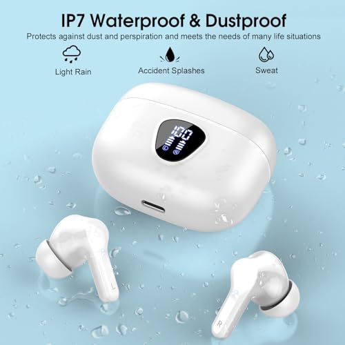 Wireless Earbuds, Bluetooth 5.4 Headphones HiFi Stereo, Bluetooth Earbuds - color: White