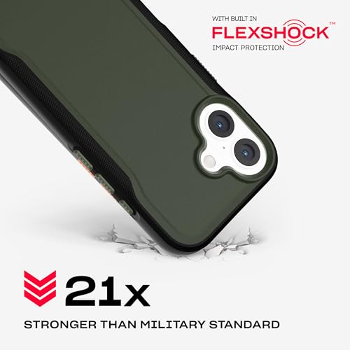 Tech21 EvoPro case for iPhone 16 Compatible with MagSafe - Impact Protection Case 21x Military Standard Tested - in Khaki/Black - color: Khaki/Black, size: iPhone 16