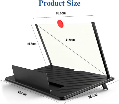 20 inch Screen Magnifier for Cell Phone – 3D HD Magnifing Screen Enlarger Projector for Movies Videos and Gaming – Foldable Phone Stand Holder with Screen Amplifier–Supports All Smartphones (Red-20‘’) - size: Red-20‘’