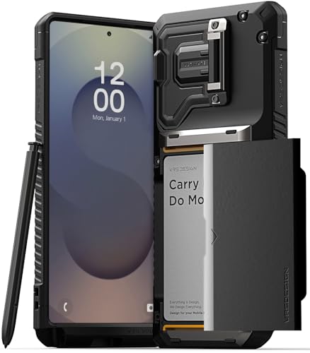 VRS DESIGN Damda Glide DuoGuard for Galaxy S25 Ultra Case (2025), Premium Sturdy Fully Covered Camera Lens Protection Cover Card Holder Wallet Case (Matte Black) - color: Matte Black, size: Galaxy S25 Ultra