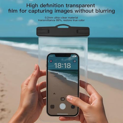 Waterproof Phone Pouch Compatible for iPhone 7in - Black and Blue | IPX8 Waterproof Case, Beach Travel Must Haves, Beach Essential, Dry Bag, 2 Pack, for iPhone 17/16/15/14/13/12 Pro Max - color: A1-Black and Blue