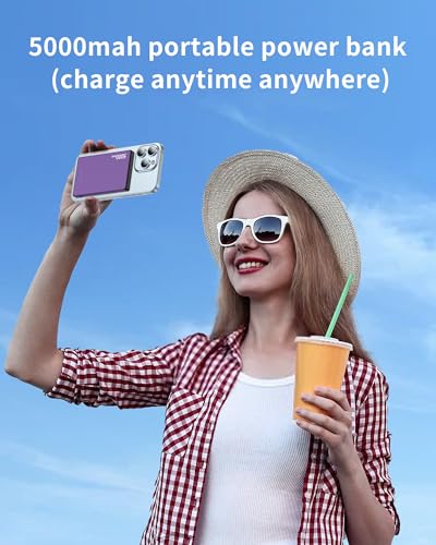 ZBF Wireless Portable Charger,5000mAh Slim Magnetic Power Bank Phone Charger with USB-C Cable, PD 20W Fast Charging Mag-Safe Battery Pack Travel Charger for Phone 17 16 15 14 13 Pro Max(Purple)