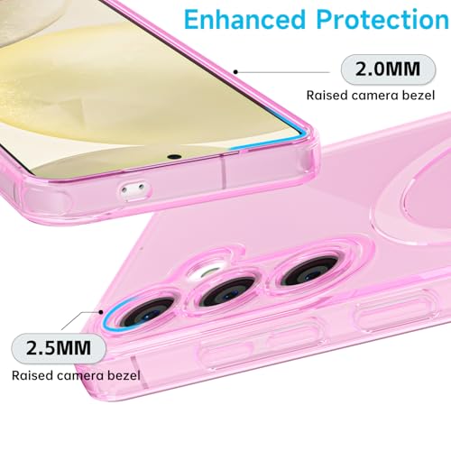 Svanove for Samsung Galaxy S24/ S25 Case Clear Compatible with Magsafe Silicone, Transparent Thin Magnetic Mag Safe Case Cute, Girly Aesthetic Trendy Slim Hard Camera Cover Protection, Light Pink - color: Clear Pink, size: S24/ S25
