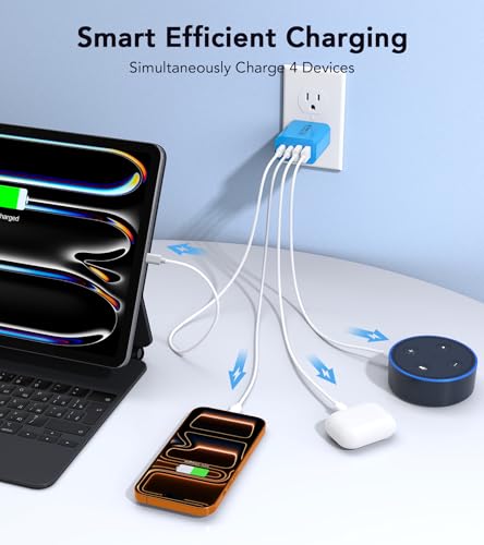 [40W/2Pack] Wall Charger,USB C Charger Block, Multi-Port PD + QC 3.0 Super Fast Charging Power Plug Adapter Brick for Watch Series 9 8 7, iPhone 17 16 15 14 13 Pro Max Airpod, Samsung Galaxy S24(Blue) - color: 40W 2Pack Light Blue