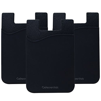 USA Merchant Redesigned Card Holder - Silicone Stick on Cell Phone Wallet with Pocket for Credit Card ID Business Card - iPhone Android & Smartphones (Black) - color: Black