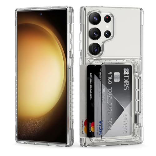 ACANDYA Compatible with Samsung Galaxy S23 Ultra Case Wallet Clear Protective Case with Card Holder Heavy Duty Protection Shockproof Anti-Scratch Anti-Yellow Case for Galaxy S23 Ultra Transparent - size: Galaxy S23 Ultra 6.8 inch