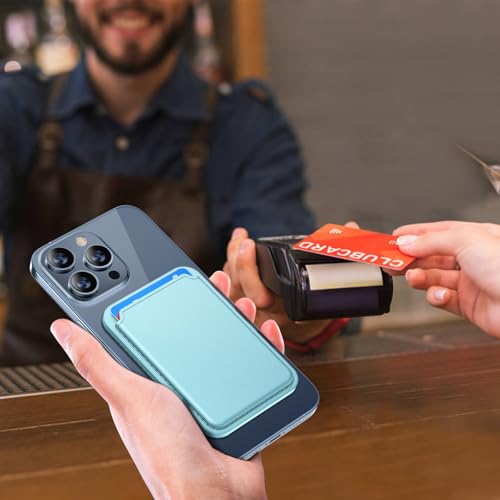 Miracase Magnetic Wallet, Compatible with MagSafe Wallet, 3-Card Holder, for iPhone 15/14/13/12 Series，Light Blue - color: C-Light Blue, style: Basic Wallet