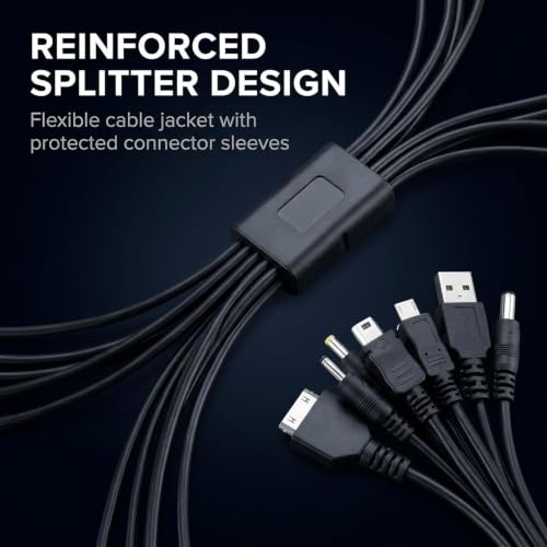 Black 10 in 1 USB Multi Charger Cables for Mobile Phones Charging Cord 7.87in Universal USB to Multi Plug Charger Cable for Smartphone Charger Wires,Cables and Interconnects