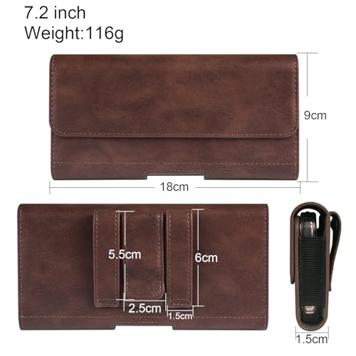 PU Leather Belt Clip Case Cell Phone Holster Pouch Holder for Moto G Power 2026 2025 2024 G Stylus 5G G Play Samsung Galaxy S25 Ultra S24 Ultra S23 Ultra A16 A05 A14 iPhone 16 Pro Max BLU G64L (Brown) - color: Brown