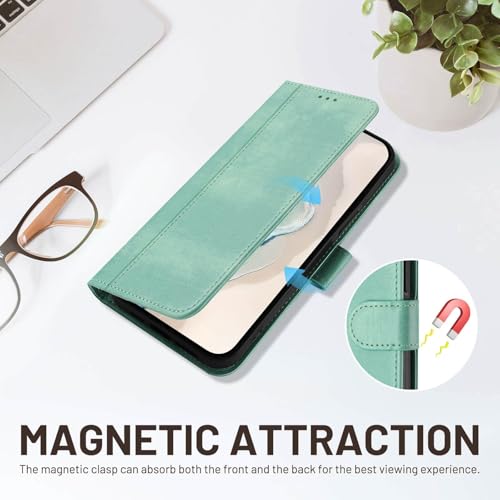 for Galaxy A17 5G Phone Case Wallet and Wrist Strap (Mint) | Card Holder Slots, PU Leather, Flip Cover, Magnetic Closure, Kickstand, Folio Protective, for Samsung A17 Case - color: Mint