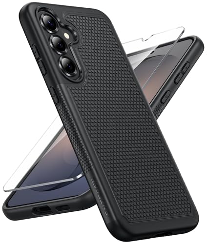 FNTCASE for Samsung Galaxy S26 Phone Case: Dual Layer Non Slip Protective | With Screen Protector, Shockproof Drop Protection, Matte Textured Protective Cell Phone Cover, for Daily Use, Black - color: Black, size: For Galaxy S26