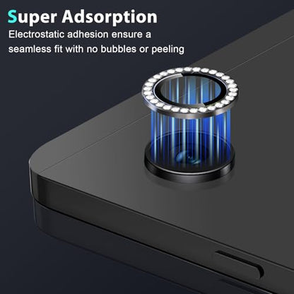 Zeking (2 Set Bling Camera Lens Protector Compatible with Samsung Galaxy Tab A11, Glitter Bling Sparkly 9H Tempered Glass Camera Cover Protector Metal Individual Ring (Glitter-Black) - color: GlitterBlack
