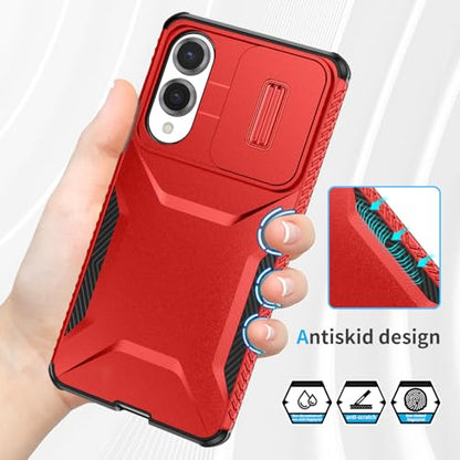 Asuwish Phone Case for Samsung Galaxy S25 Edge 5G with Screen Protector and Slide Camera Cover Rugged Hybrid Shockproof Protective Cell Accessories S25Edge 25S S 25 25Edge 6.66 2025 Women Men Red - color: Red