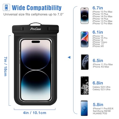 ProCase 2 Pack Waterproof Phone Pouch Case, 7" Universal Underwater Cellphone Dry Bag for iPhone 17 Air 16 15 14 13 Pro Plus Max 12 11, Galaxy S24 S23 S22 Ultra Pixel -Blue/Green - color: Blue/Green